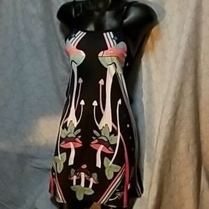 Mushroom rave backless mini dress trip psychedelic